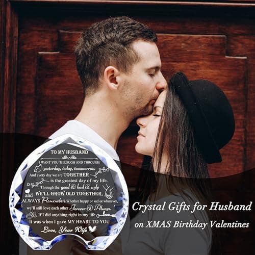 QIANWEI Husband gifts from wife Unique - Crystal Engraved Gifts for Husband Personalized Who Want Nothing - HUSBAND Birthday Anniversary Fathers Day Christmas Valentines Day Gifts Ideas for My Man