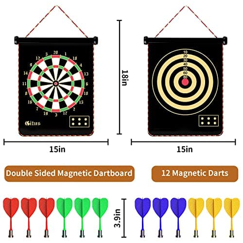 Gitus Magnetic Dart Board Indoor Outdoor Games for Kids with 12 Darts, Gifts for Teenage Boys Teen Boys Gifts Ideas Toys Gifts for 8 9 10 11 12 13 Year Old Boy Game Room Decor
