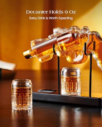 Birthday Gifts for Men Dad, Kollea Gun Whiskey Decanter Set with Shot Glass, Cool Anniversary Christmas Gifts Ideas for Him Husband Brother, Funny Military Retirement Present, Home Bar Drinking Party