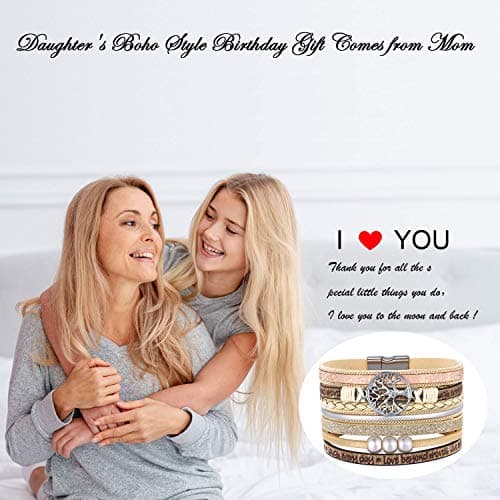 Inspirational Tree of Life Leather Bracelets for Women,Birthday Mothers Day Jewelry Gifts for Teen Girls