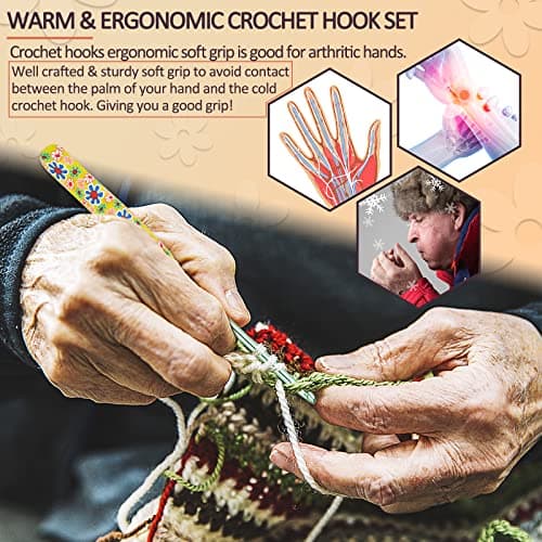 Coopay Warm Crochet Hooks for Grandmother, Art Aluminum Soft Grip Crochet Needles for Crocheting, Knitting Hook for Crochet Yarn Craft - Premium Knitting & Crochet Supplies