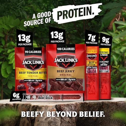 Jack Link's Beef Jerky Gift Basket Variety Pack - Includes Jerky, Meat Sticks, and Beef Steaks, Great Gift for Men, Perfect Hunting Trip Snacks, 15-Piece Assorted Meat Snack Pack