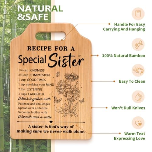 Gifts for Sister, Sister Birthday Gifts, Recipe for A Special Sister Cutting Board, Sisters Gifts from Sister, Mothers Day Christmas Gifts for Sister Sister Adult