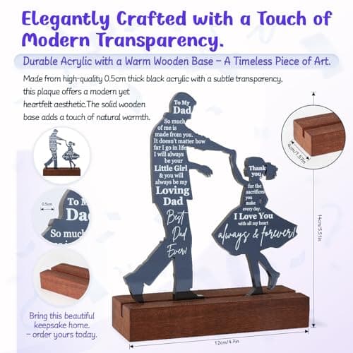 Dad Gifts from Daughter for Birthday Father's Day Christmas Valentine's Day Easter Present - Meaningful Sentimental Dancing Acrylic Plaque Keepsake Desk Decor for Bonus Step Papa Daddy