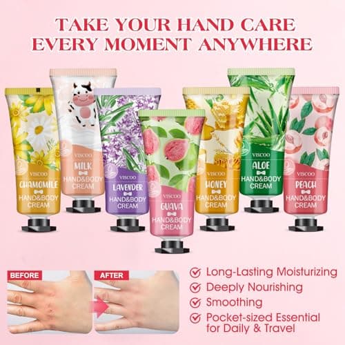 7 Pack Hand Cream Gifts Set for Women,Hand Lotion for Birthday Gifts for Women Teengirls, Bridesmaid Gifts,Thank You Gifts,Mini Moisturizing Hand Lotion Travel Size in Bulk for Dry Cracked Hands