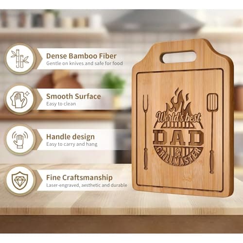 AceThrills Dad Birthday Gift for Dad Gifts Who Wants Nothing from Daughter Son - Engraved Bamboo Cutting Board 12.3"L x 8.7"W x 0.4"Th