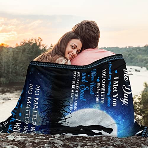 Quilazy Gifts for Wife, Wedding Anniversary Birthday Gifts for Women, Romantic I Love You Present for Her, Christmas Mothers/Valentines Day Gift for Wives from Husband, to My Wife's Blanket 60"X 50"