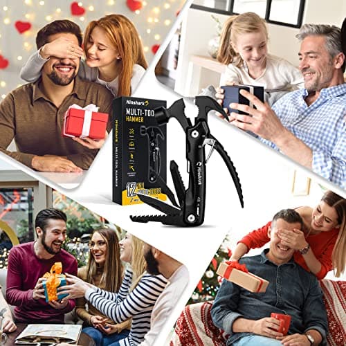 Stocking Stuffers Gifts for Men 12 in 1 Hammer Multitool, Mens Gifts for Christmas, Anniversary Birthday Gifts for Men Dad Husband Him Grandpa, White Elephant Gifts for Adults, Cool Gadgets Tools