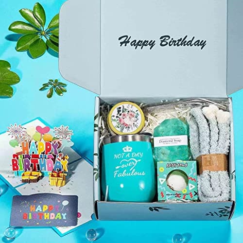 Happy Birthday Gifts for Women,Bath Relaxing Spa Gift Basket for Her, Mom, Sister, Female Friends, Daughter,Unique Wine Gift Set Idea for Women Who Have Everything