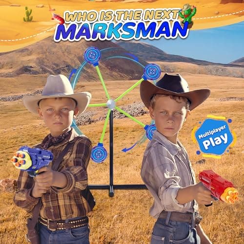 2-Player Shooting Game Toy,Foam Dart Toy Gun with Auto Reset Rotating Shooting Target,Ideal Gift for Kids Ages 4, 5, 6, 7, 8,9,10+