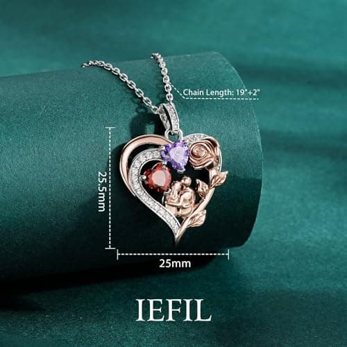 Iefil Christmas Gifts for Women Wife - 925 Sterling Silver Birthstone Necklace for Women, Anniversary Birthday Gifts for Wife Girlfriend Mom