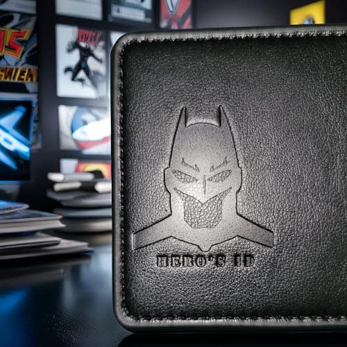 Leather Bat Wallet - Personalized wallet Man Woman, Superhero Mask - Slim Card Holder, Bat ID Heroic wallet- Unique Holiday Gift Birthday, Anniversary, for Dad, Husband, Boyfriend, Wife, Father's day