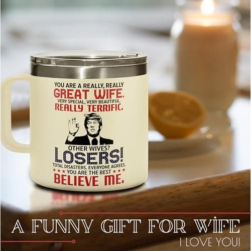 Gifts for Wife from Husband - Wedding Anniversary for Women, Birthday, Mothers Day, Christmas Wife Gifts for Her - Romantic Love Gift for Her - 14 Oz Stainless Steel Coffee Mug