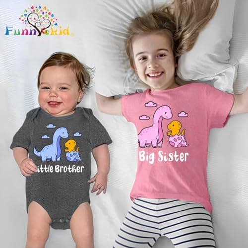 Funnycokid Big Sister Little Brother Matching Outfits Toddler Girl Shirt Newborn Boys Clothes