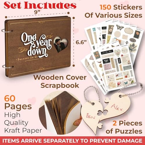 1 Year Anniversary Boyfriend Gifts - One Year Anniversary Dating Gifts For Her Girlfriend, First Paper Anniversary For Him Men, 1 Year Anniversary Scrapbook, 1st Anniversary Wedding Gift
