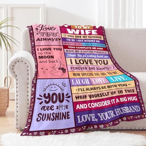 Gifts for Wife from Husbend - Anniversary Wedding Gifts for Women - Best Wife Birthday Gift Ideas - Christmas Mothers Valentines Day Romantic I Love You Gift for Her - To My Wife's Blanket 50"x60"