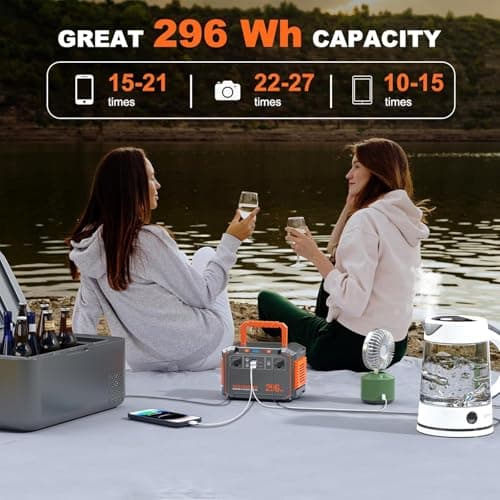 MARBERO 296Wh Solar Generator with Solar Panel Included 300W Portable Power Station with 60W Foldable Panel Set Solar Power Bank with AC Outlets for Camping Home Backup Outdoor Emergency Travel