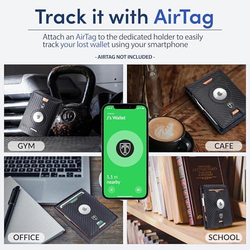 TRAVANDO AirTag* Wallet Mens Wallet with Money Clip Air Tag Wallet Card Holder RFID Blocking Bifold Gifts for Men