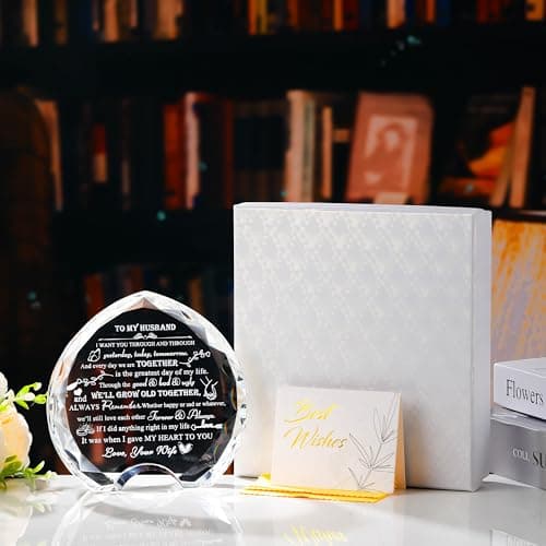 QIANWEI Husband gifts from wife Unique - Crystal Engraved Gifts for Husband Personalized Who Want Nothing - HUSBAND Birthday Anniversary Fathers Day Christmas Valentines Day Gifts Ideas for My Man