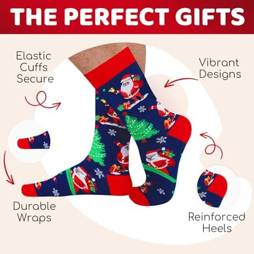 Zmart Christmas Gifts Stocking Socks for Women Men, Secret Santa Gifts Elf Stocking Xmas Gifts for Teens