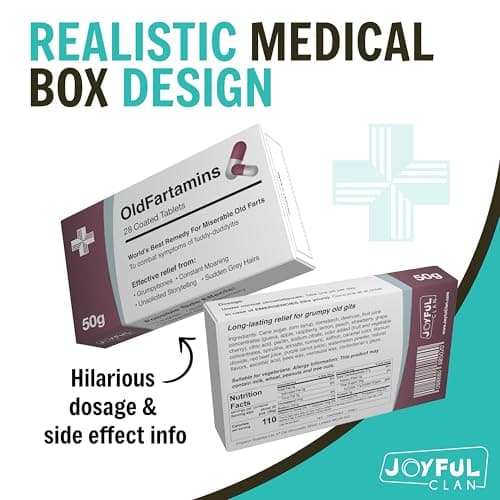 Funny Prank Pill Box with Sweets, Gag Gifts for Men, 20th 30th 40th 50th 60th 70th Birthday Gifts for Him, Novelty Joke Birthday Gifts for Boyfriend, Birthday Gift Hamper for Her