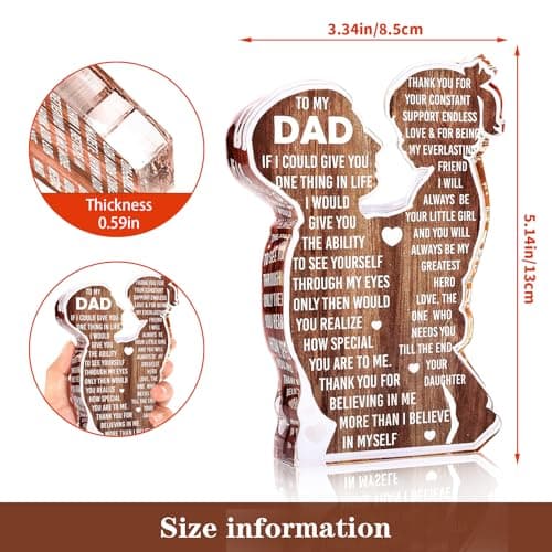 Fathers Day Presents from Daughter – Heartfelt Acrylic Plaque for Dad, Unique Father Daughter Desk Decor Sign – Birthday, Christmas or New Dad Present