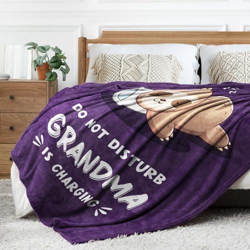 Funny Grandma Birthday Gifts, Grandma is Charging Sloth Blanket 60" x 50", Gift for Grandmas from Grandkids, Grandmas Gifts for Christmas Mothers Day, Super Soft Blanket for Grandmother