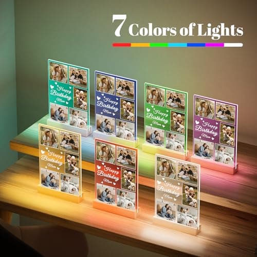 Personalized Birthday Gifts for Mom from Daughter Son, Custom Collage Picture Frames with Photo, Customized Photo Frame with Night Light, Personalized Christmas Photo Gifts for Mom Baby Kids Family