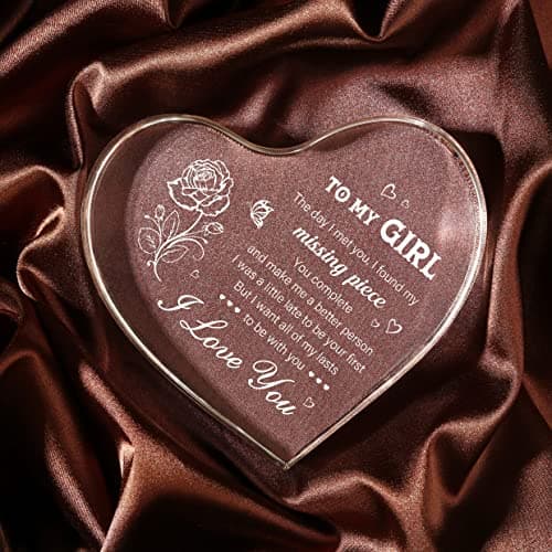 Gifts for Girlfriend, Girlfriend Birthday Gifts Ideas, To My Girl Heart Shaped Acrylic Block, I Love You Presents for Her, Valentines Day Christmas Idea for Her GF Wife