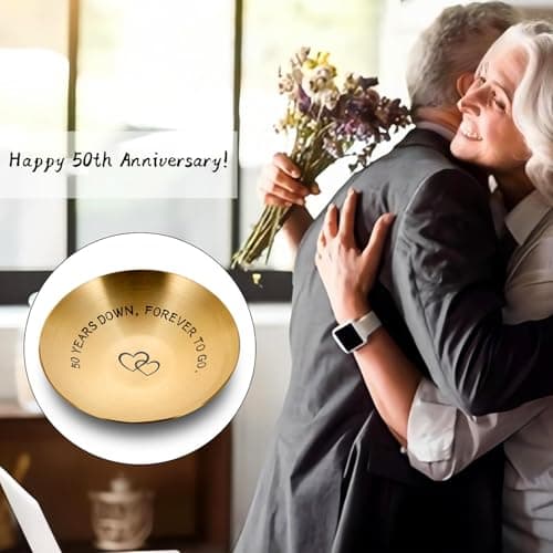 50th Anniversary Day Gifts for Couple Wedding Anniversary Day Gifts for Wife Gold Anniversarys Day Gift for Parents Mothers Day Gift for Grandma Gold Anniversarys Decoration Valentine Jewelry Tray