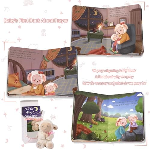 Baptism Gifts for Girl, Great Christening, Dedication and Baptism Gift Set for Girl and Newborn Baby, Includes 7" Praying Lamb Plush Toy and Let Us Pray Baby Book in Keepsake Gift Box