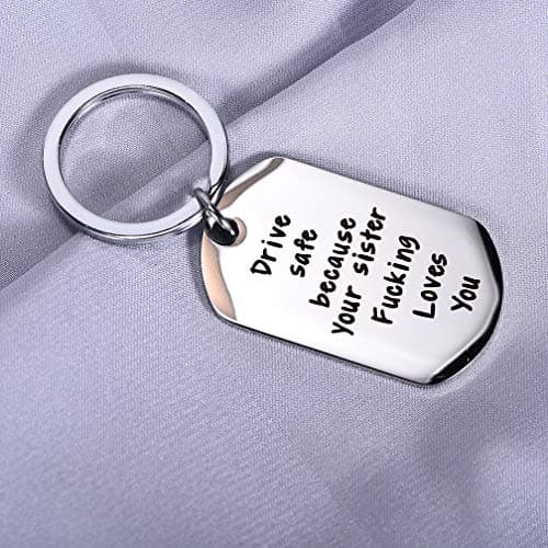 CINDYHE Drive Safe I Love You Keychain for Brother Sister Best friend Keychain Gift