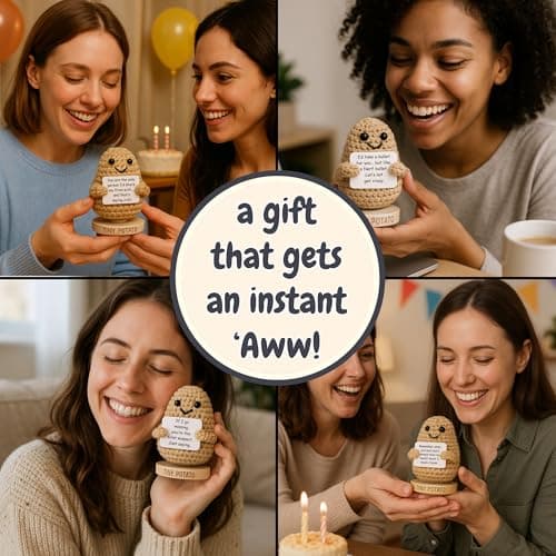 Funny Sister Gifts - Handmade Crochet Potato Doll with 30 Signs | Cute Sisters Presents Ideas for Christmas, Unique Birthday Gift for Sister from Sisters, Brother, Step Bonus Sis