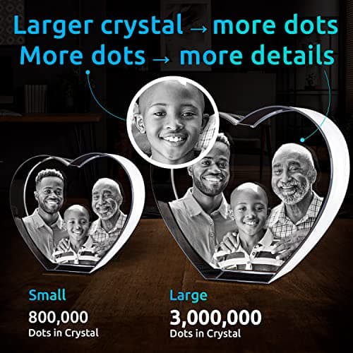 ArtPix 3D Crystal Photo, Personalized Gifts for Women, Wife, Men, Mom, Father, Her, Him, Dad, Grandpa, Great Customized Gift with Your Own Photo, Custom Glass 3D Laser Etched Picture Wedding - Heart
