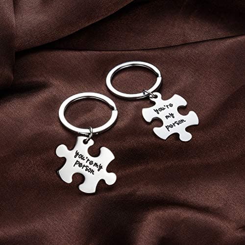 2PC You're My Person Puzzle Stainless Steel Keychain Jewelry Set Valentines Day Best Friend Gift Key Chain