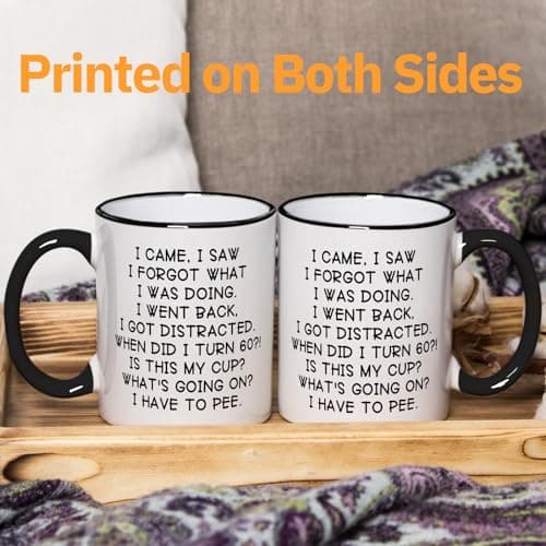 Shqiueos Funny 60th Birthday Gifts for Women Men Mug 11oz, Gag 60 Year Old Birthday Gifts for Her Him, 60th Bday Gift Idea for Mom Dad Sister Best Friends, 1965 Birthday Decorations Coffee Cup