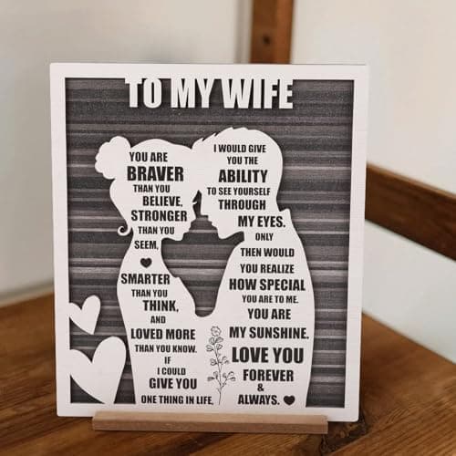 Mothers Day To My Wife Plaque | Valentines Romantic Gifts for Wife from Husband, Rustic Love Sign for Wife's Birthday, Wedding Anniversary, Christmas & Just Because