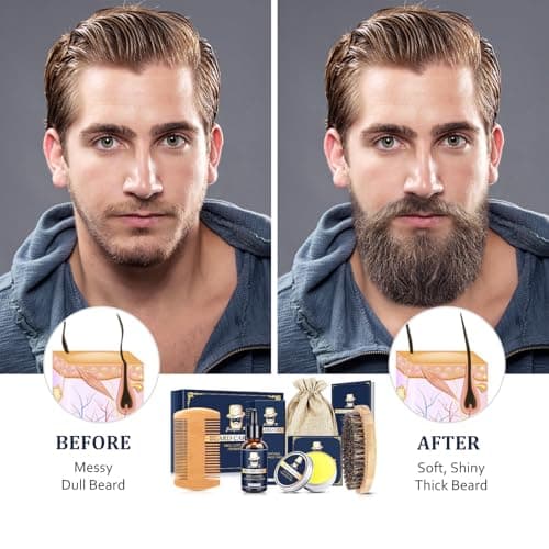 Gifts for Men, Beard Kit for Men's Daily Grooming, Moisturize & Soften Coarse, Dry Facial Hair, Anniversary & Wedding & Birthday Gifts for Him Boyfriend Husband Dad Brother Adult Son Male Friend