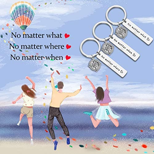 WUSUANED No Matter What Where When Compass Best Friend Keychain Set Long Distance Friendship Gift For Sister Best Friends