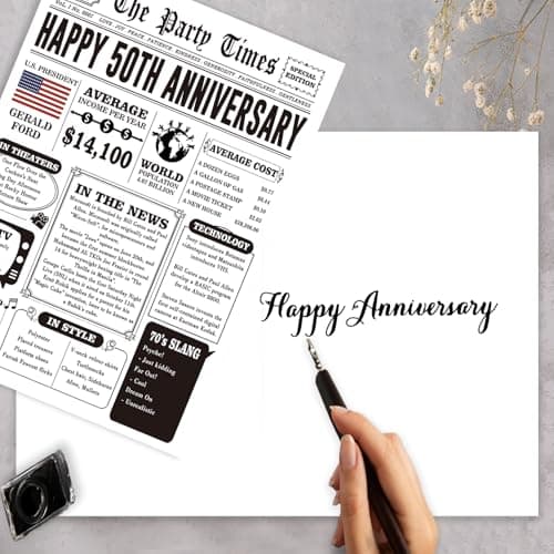 Happy 50th Anniversary Card Gifts for Women Men, Jumbo 50th Wedding Anniversary Cards Gift for Husband Wife, Retro 50 Year Old Anniversary Decoration for Couple