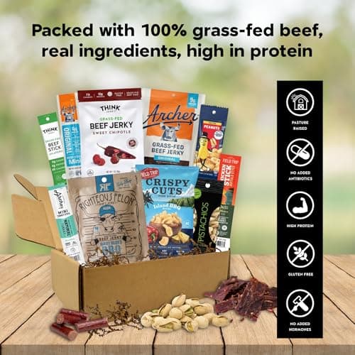 Macho Man Snack Pack Jerky Gift Box - High Protein Snacks for Men, Curated Beef Jerky Assortment Gift Box for Men, Husband, Dad, Boyfriend, Low Carb Keto