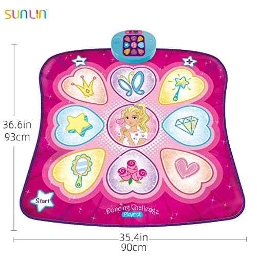 SUNLIN Dance Mat - Rhythm Step Play Mat - Dance Game Toy Pad with LED Lights, Gift for Kids Girls 3-12, Adjustable Volume, Built-in Music, 3 Challenge Levels