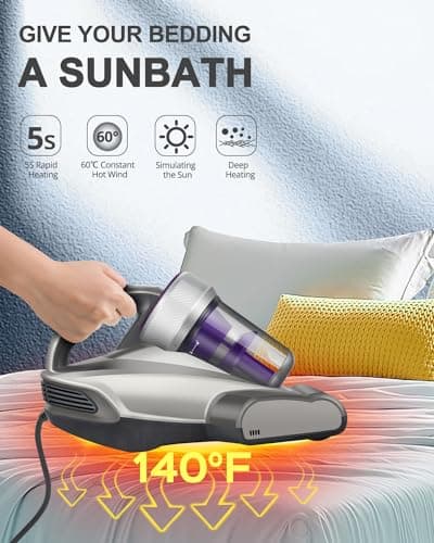 Jimmy Mattress Vacuum Cleaner, Anti-allergen Bed Vacuum Cleaner with UV-C Light & High Heating Tech, 14Kpa Suction 480W Powerful Handheld Vacuums for Dust & Pet Hair(JV35, Corded)