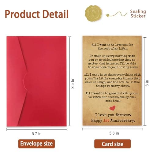 Romantic 1 Year Anniversary Card and Gift Ideas for Boyfriend, Girlfriend, Husband, Wife, Men & Women – 1st Year “Love Letter” Vintage Style – Heartfelt Present for First Anniversary