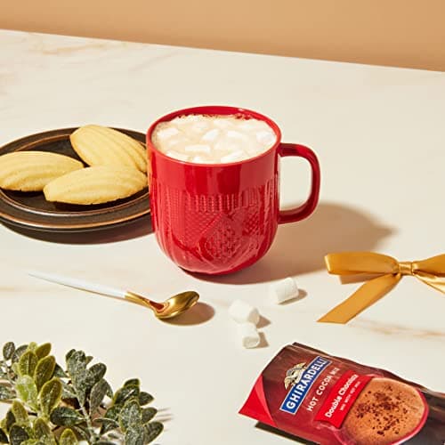 Hot Chocolate Gift Set Made with Ghirardelli, Includes 1 Single-Serve Packet of Ghirardelli Double Chocolate Hot Cocoa Mix, 1 Pack of Mini Marshmallows, and Ceramic Mug, Gourmet Hot Cocoa Gift Set