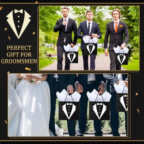 60Pcs Groomsmen Gifts Set of 6, Groomsmen Proposal Box with Flasks Sunglasses PU Leather Toiletry Bag Bottle Opener for Wedding Groomsman Best Man Gift
