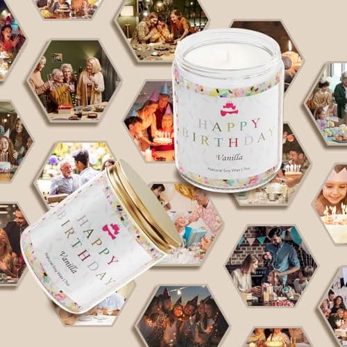 Lihome Happy Birthday Candle - Birthday Gifts for Women, Men, Mom, Dad, Sister, Teacher, Friends - Best Gifts for Her Ideas, Natural Soy Wax Vanilla Scented Candles
