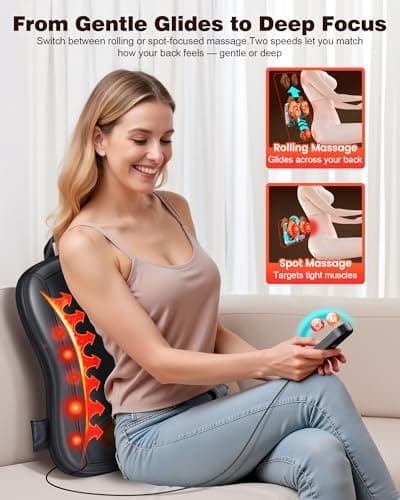 Shiatsu Back Massager with Heat : Up and Down Rolling Massage - Electric Back Massager for Pain Relief Deep Tissue - Heated Lower Back Massager for Office, Home Use