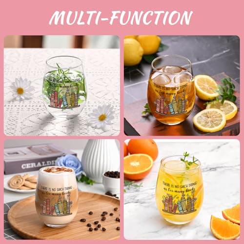 Futtumy Gifts for Book Lovers Women, Book Lover Wine Glasses 17oz, Gifts for Readers Book Lovers, Funny Reading Bookish Book Lovers Gift for Birthday Christmas Mother's Day