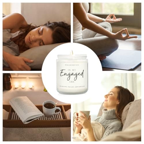 Engagement Gifts for Couples – Lavender Scented Candle for Relaxation & Stress Relief (7oz) – Just Engaged Gifts for Her, Bride to Be, Fiance, Engagement Party Decorations, Handmade